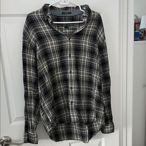 Woolrich Men's Black and White Checkered Shirt